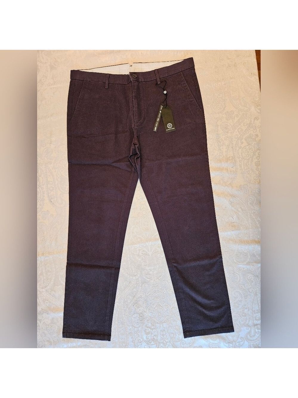 Classic Men's Cotton Dark Grey / Brown Chino Pants, Size 38, Snover, NWT